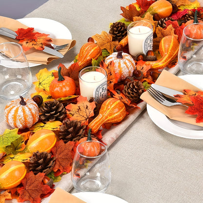 70-Piece Autumn & Thanksgiving Decor Set - Artificial Pumpkins, Gourds, Acorns, Maple Leaves, Pine Cones & Berries - Perfect for Fall Harvest Centerpieces, Home Decor, Halloween & Wedding Decorations - No Electricity Needed,