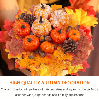 70-Piece Autumn & Thanksgiving Decor Set - Artificial Pumpkins, Gourds, Acorns, Maple Leaves, Pine Cones & Berries - Perfect for Fall Harvest Centerpieces, Home Decor, Halloween & Wedding Decorations - No Electricity Needed,