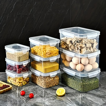 6-Pack BPA-Free Plastic Food Storage Containers with Lids for Refrigerator, Multifunctional Airtight Freshness Preserving Bins, Drainage Box Set for Fruits, Vegetables, and Kitchen Pantry Organization