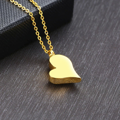 Vnox Engraved Forever In My Heart Cremation Ash Urn Pendant for Women Necklace Stainless Steel Memorial Jewelry