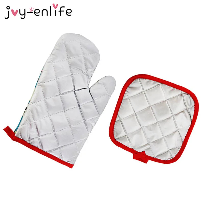 2pcs/set Christmas Baking Anti-Hot Gloves Pad Oven Dining BBQ Kitchen Mat New Year 2024 Natal Xmas Party Decoration Supplies