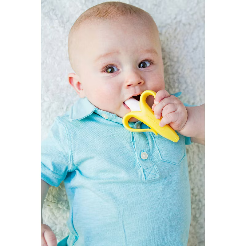 Banana Shape Safe Toddle Teether Baby Silicone Training Toothbrush BPA Free Banana Teething Ring Silicone Chew Dental Care Toot