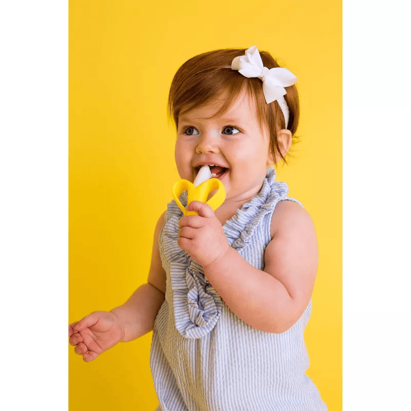 Banana Shape Safe Toddle Teether Baby Silicone Training Toothbrush BPA Free Banana Teething Ring Silicone Chew Dental Care Toot