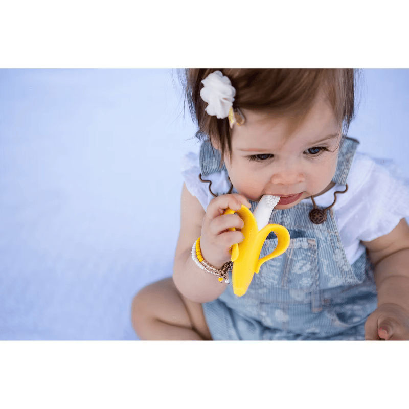 Banana Shape Safe Toddle Teether Baby Silicone Training Toothbrush BPA Free Banana Teething Ring Silicone Chew Dental Care Toot