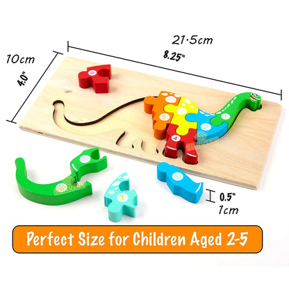 Montessori Wooden Toddler Puzzles for Kids Montessori Toys for Toddlers 2 3 4 5 Years Old Top 3D Puzzle Educational Dinosaur Toy