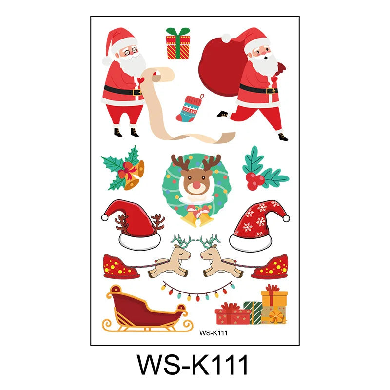 Christmas Temporary Tattoo Santa Claus Kids Tattoo Stickers Stocking Christmas Tree Snowman Tattoos Stocking fillers and Gifts