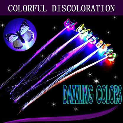 Novetly Glowing Flashing Hair Braid Glowing Luminescent Hairpin Ornament Girls Toys New Year Party Christmas Hair Decorate