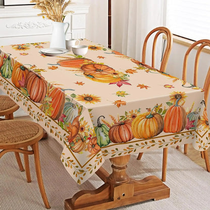 Autumn Pumpkin Pattern Tablecloth Rectangular Home Thanksgiving Decoration Suitable for Party Table Outdoor Decor Tablecloth