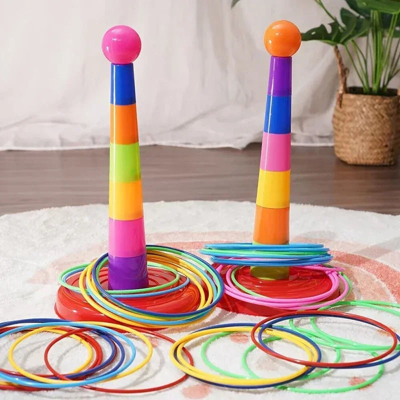 Children Outdoor Fun & Toy Sports Circle Ferrule Stacked Layers Game Parent-Child Interactive Ferrule Throwing Game Kids