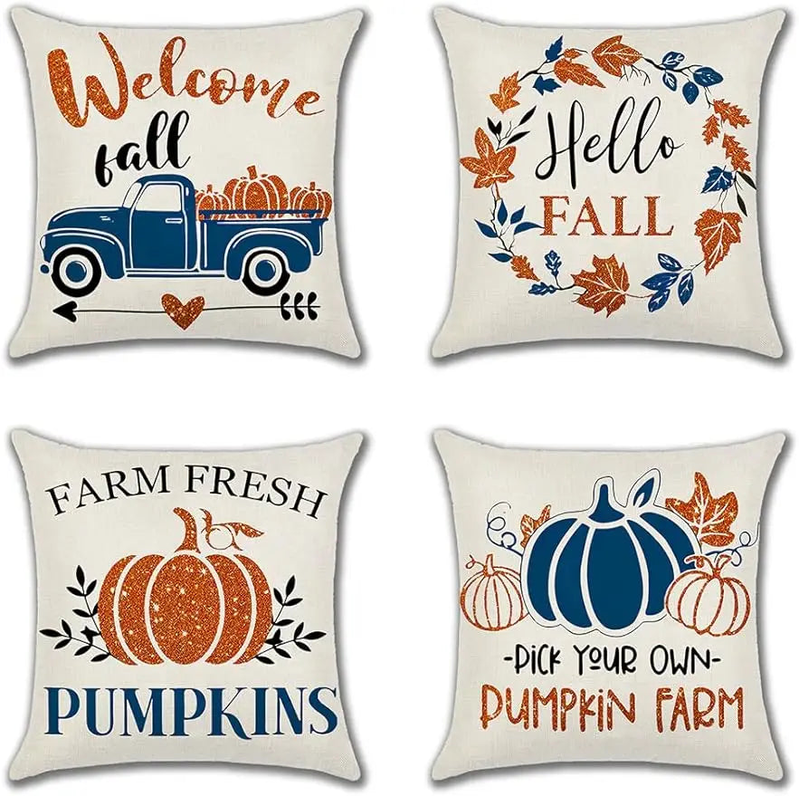 Autumn pillowcase pumpkin maple leaf thanksgiving decoration, pillowcase, farmhouse cushion cover, sofa home decoration