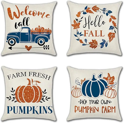 Autumn pillowcase pumpkin maple leaf thanksgiving decoration, pillowcase, farmhouse cushion cover, sofa home decoration