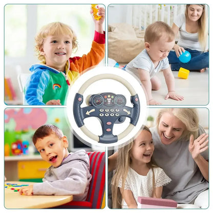 Electric Steering Wheel Children's Simulation Driving Steering Toy Pretend Play Driver Early Education Puzzle Toys for Boys Girl