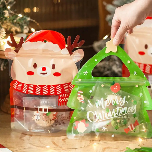 LBSISI Life,Christmas Gift Bag,Zipper Bags For Candy Chocolate Cookie Nougat Biscuit,Gift Tree Santa Packaging,25pcs