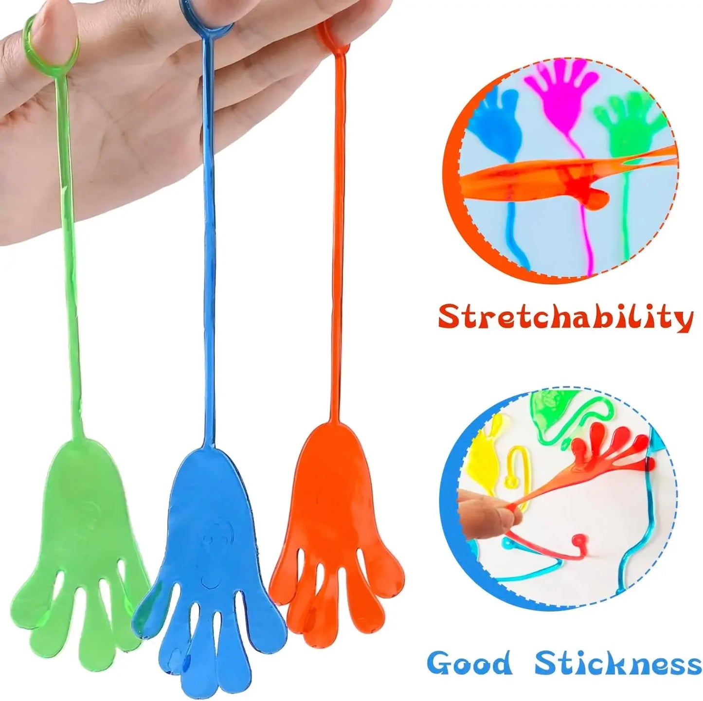 10pcs Sticky Fingers Sticky Hand Stretch Fidget Sensory Toy Party Favors Christmas Goodie Bag Stuffers Gift for Kids Boy Girl