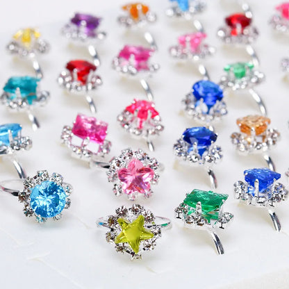 Children Rings Adjustable Exquisite Jewelry Cartoon Fashion Makeup Pretend Play Girls Birthday Gifts Kids Rewards TMZ