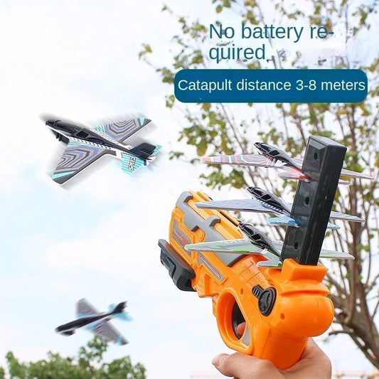 Children's outdoor foam aircraft launcher parent-child interactive toys, sports, flight toy gifts