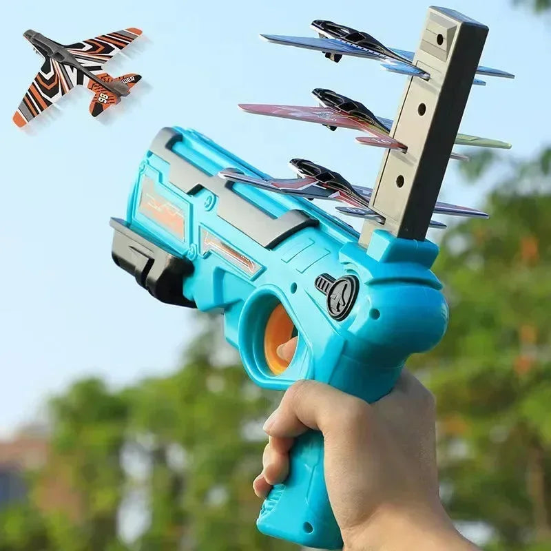 Children's outdoor foam aircraft launcher parent-child interactive toys, sports, flight toy gifts