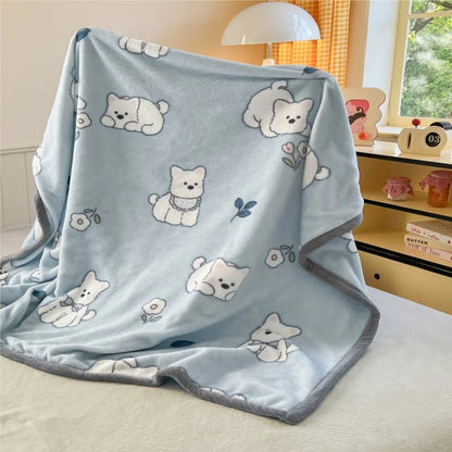 2024 New Winter Warm Plaid Blanket Comfortable Blanket Cartoon Bed Cover Solid Color Office Multifunction Travel Blanket