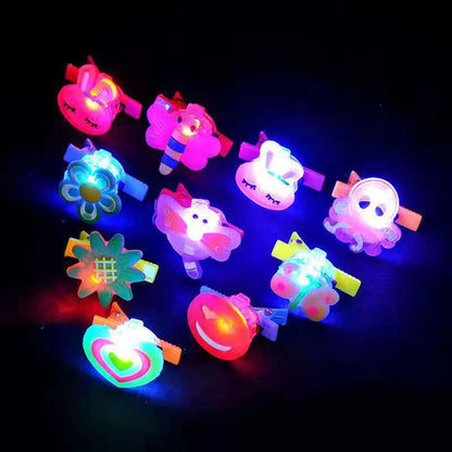 12pcs Girls Glowing Hairpin LED Light Flash Hair Accessories Soft Glowing Hairpin Cartoon Hairpin Headgear Children Glowing Toys