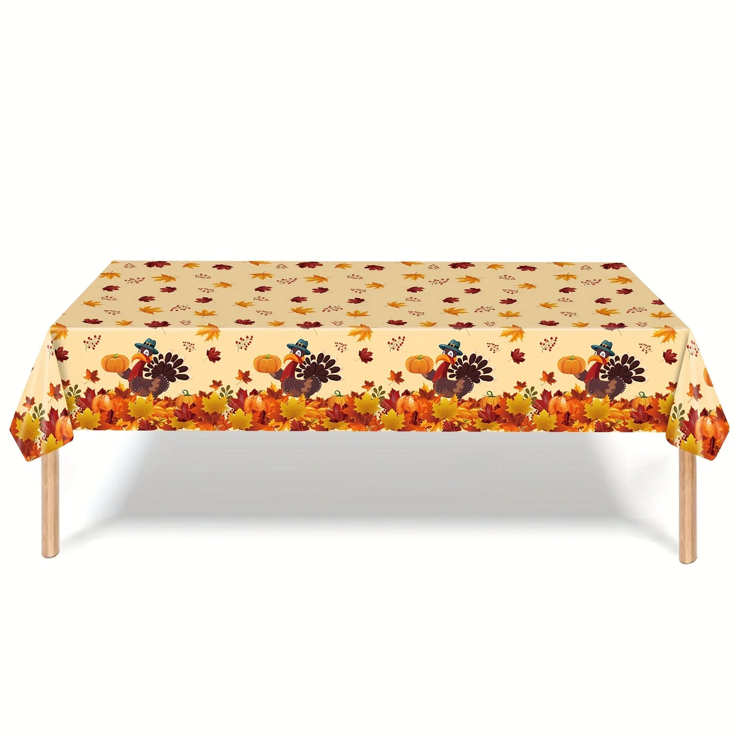 Fall Thanksgiving Rectangular Tablecloths Hello Autumn Pumpkin Maple Leaf Pattern Table Covers Reusable Party Dining Table Decor