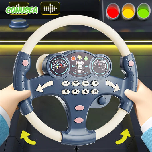 Electric Steering Wheel Children's Simulation Driving Steering Toy Pretend Play Driver Early Education Puzzle Toys for Boys Girl