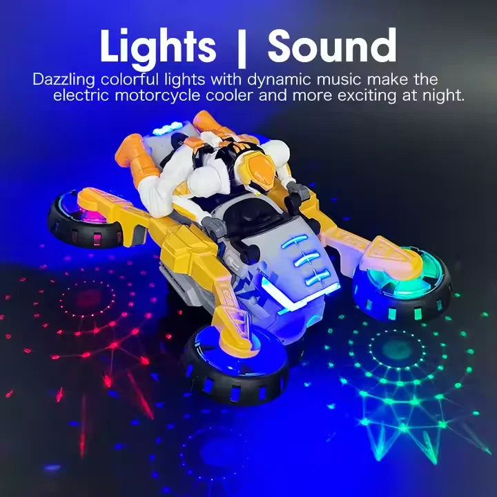 360 Degree Transforming Stunt Motorcycle Model Electric Toy with Music and Lights for Kids Birthday Christmas Gifts