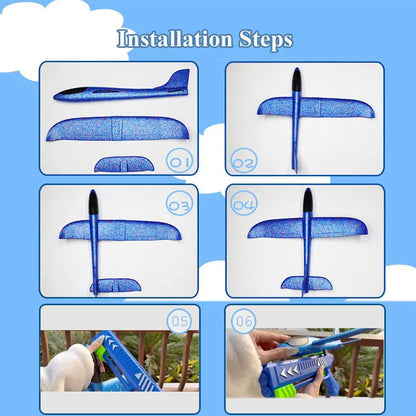 Kids 24/34cm Foam Plane Launcher Outdoor Toy for Boys Sport Catapult Game Children Girl Birthday Xmas Gifts