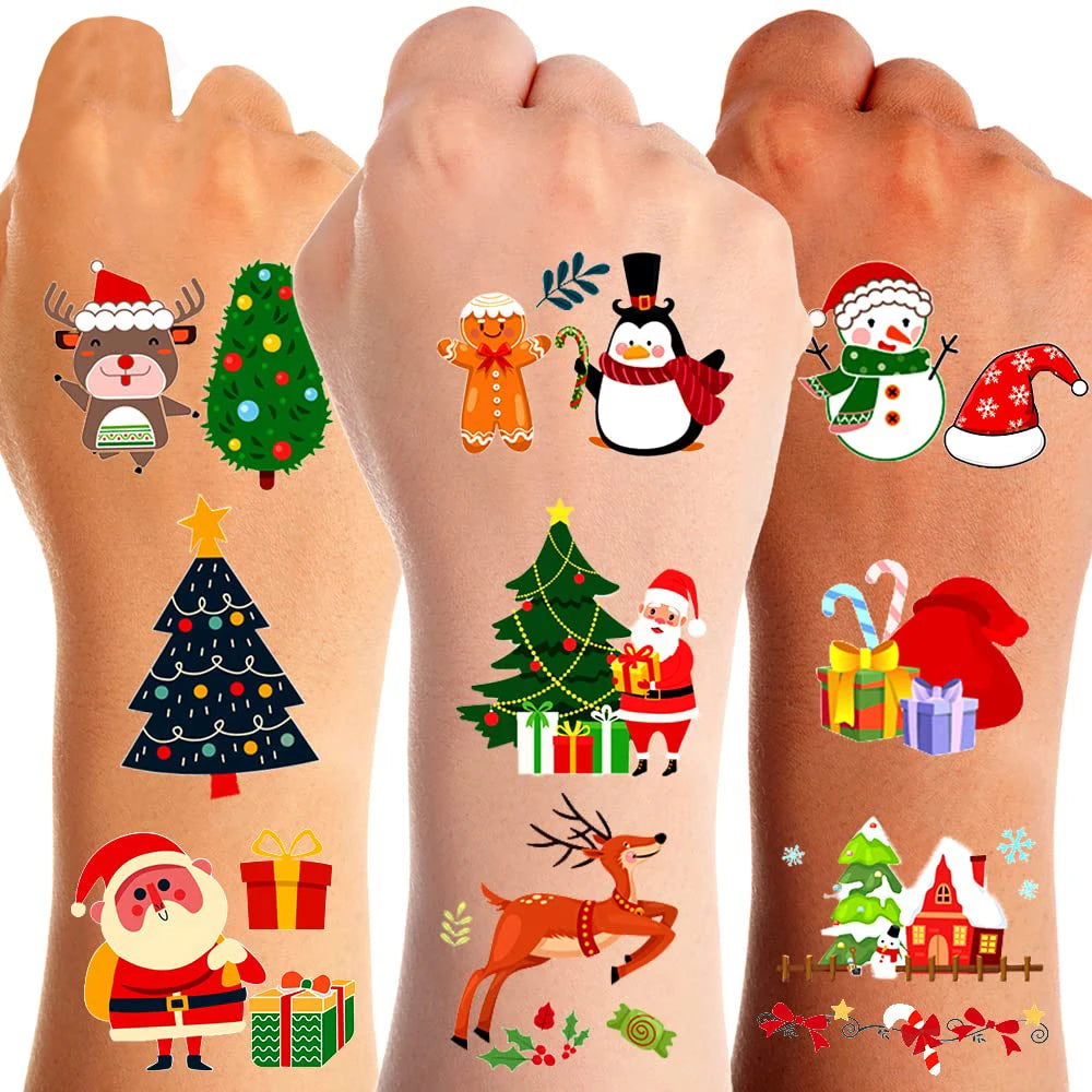 Christmas Temporary Tattoo Santa Claus Kids Tattoo Stickers Stocking Christmas Tree Snowman Tattoos Stocking fillers and Gifts