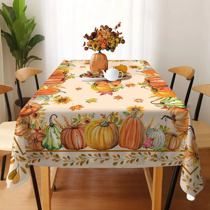 Autumn Pumpkin Pattern Tablecloth Rectangular Home Thanksgiving Decoration Suitable for Party Table Outdoor Decor Tablecloth