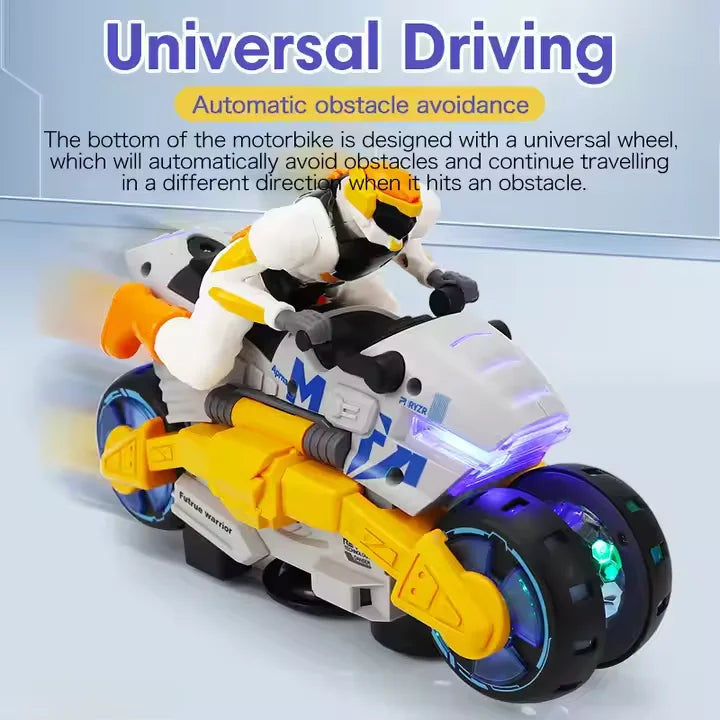 360 Degree Transforming Stunt Motorcycle Model Electric Toy with Music and Lights for Kids Birthday Christmas Gifts