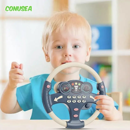 Electric Steering Wheel Children's Simulation Driving Steering Toy Pretend Play Driver Early Education Puzzle Toys for Boys Girl