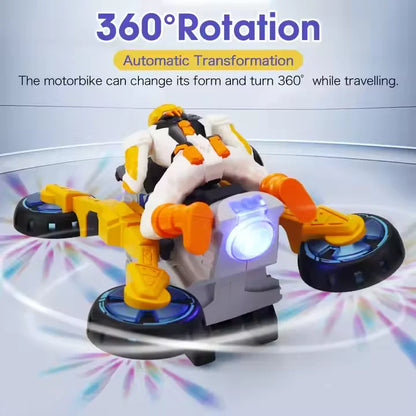 360 Degree Transforming Stunt Motorcycle Model Electric Toy with Music and Lights for Kids Birthday Christmas Gifts