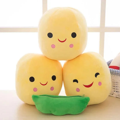 25CM Cute Children's Baby Plush Peas Filled Plant Doll Toy Children Kawaii Quality Pea-shaped Pillow Toy Boy Girl Gift