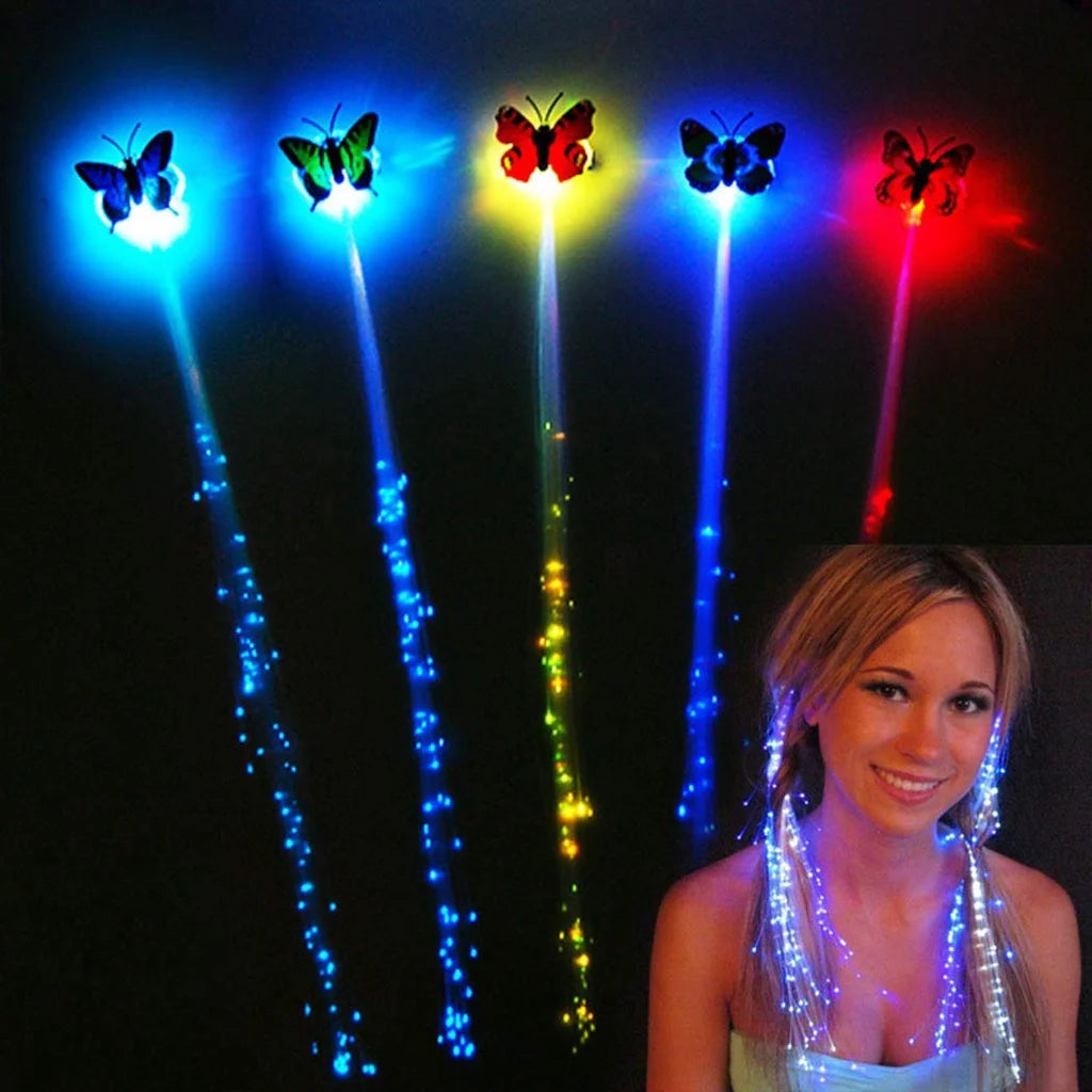 Novetly Glowing Flashing Hair Braid Glowing Luminescent Hairpin Ornament Girls Toys New Year Party Christmas Hair Decorate