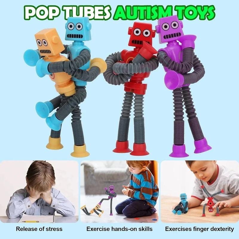 Fidget Toys for Children Telescopic Suction Cup Robot Toy Sensory Toys Autism Pop Tubes Antistress for Kids Shape Changing Games