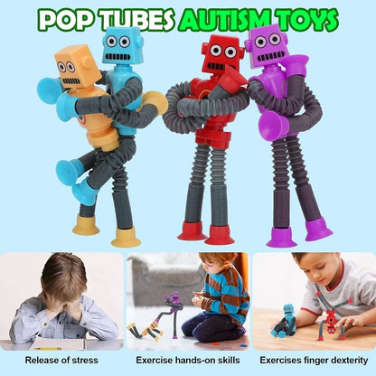 Fidget Toys for Children Telescopic Suction Cup Robot Toy Sensory Toys Autism Pop Tubes Antistress for Kids Shape Changing Games