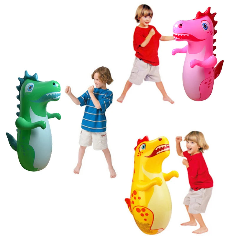 Children Adult Tumbler Boxing Inflatable Standing Punching Bag Boys Dinosaur Sport Toys Kids Activity Outdoors Game Gift