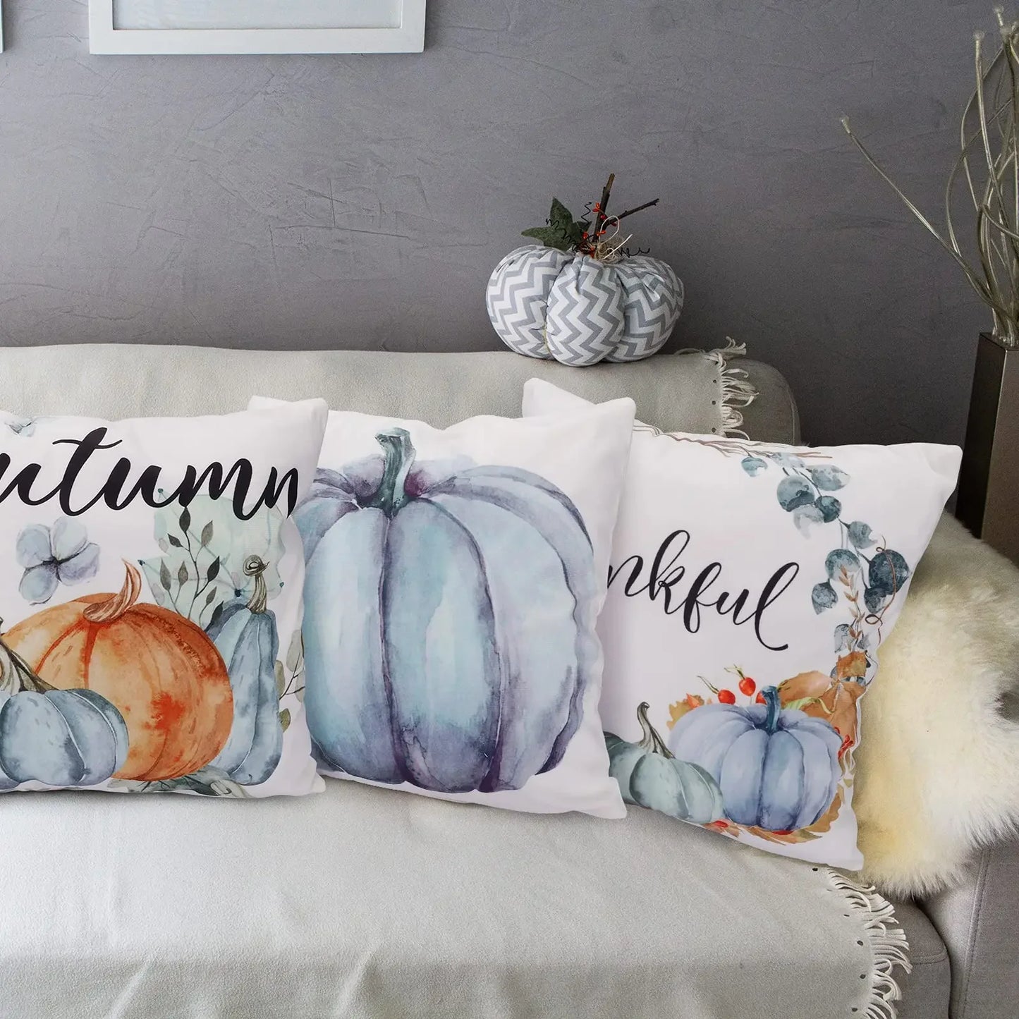 Thanksgiving decoration pumpkin short plush pillowcase sofa cushion cover home decoration can be customized for you 40x40 50x50