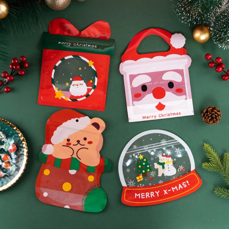 LBSISI Life,Christmas Gift Bag,Zipper Bags For Candy Chocolate Cookie Nougat Biscuit,Gift Tree Santa Packaging,25pcs