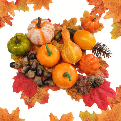 70-Piece Autumn & Thanksgiving Decor Set - Artificial Pumpkins, Gourds, Acorns, Maple Leaves, Pine Cones & Berries - Perfect for Fall Harvest Centerpieces, Home Decor, Halloween & Wedding Decorations - No Electricity Needed,