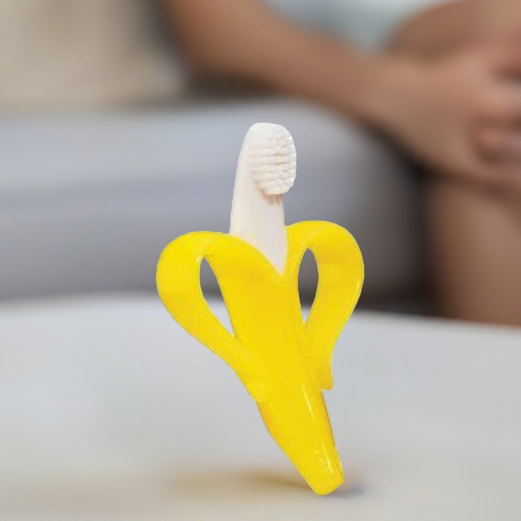 Banana Shape Safe Toddle Teether Baby Silicone Training Toothbrush BPA Free Banana Teething Ring Silicone Chew Dental Care Toot